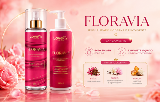 Kit Floravia Body Splash 200ml + Sabonete Líquido 260ml